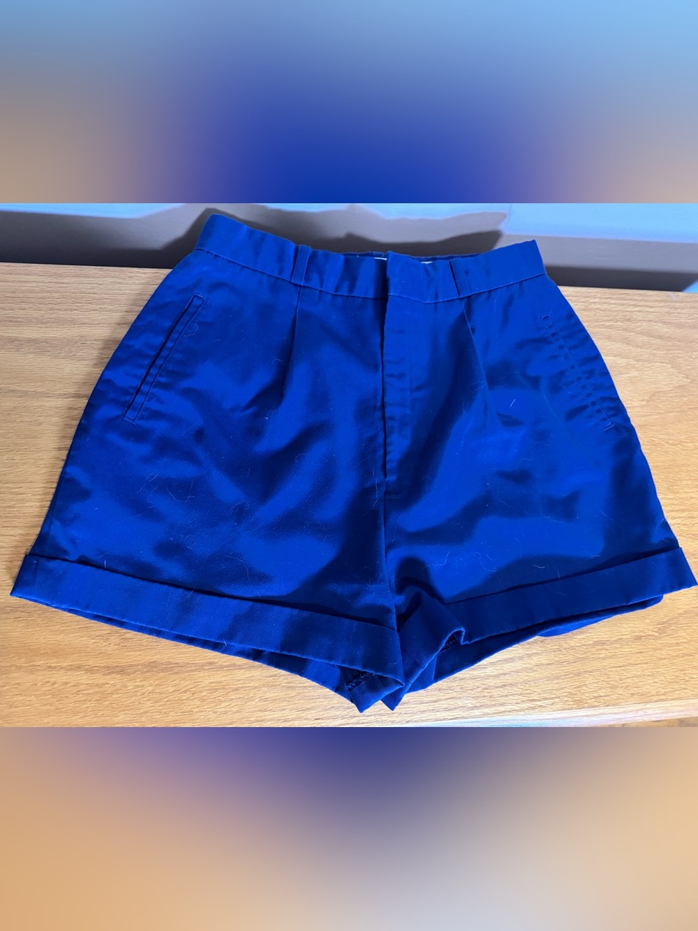 Navy Pleated Shorts